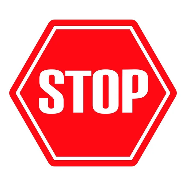 Stop signe, main de couleur blanche sur le panneau rouge de la ville — Image vectorielle