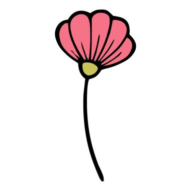 Mutlu Paskalya kırmızı çiçek ikonu, el çizimi tarzı