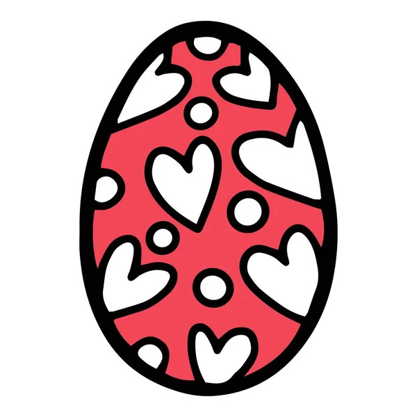 Cuore di Pasqua disegnare l'icona dell'uovo, stile disegnato a mano — Vettoriale Stock