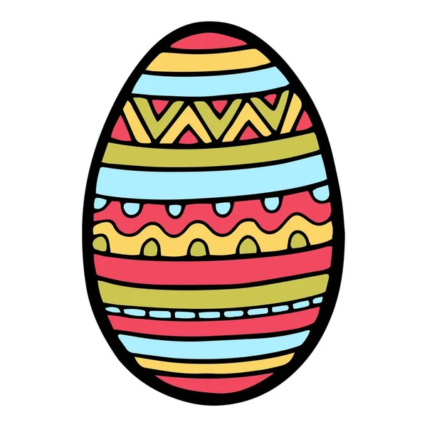 Ornamentale Happy Easter uovo icona, stile disegnato a mano — Vettoriale Stock