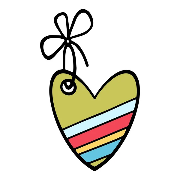 Kleurrijke Paaskarton hart icoon, met de hand getekend stijl — Stockvector