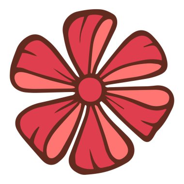 Şenlikli kırmızı çiçek yay ikonu, el çizimi tarzı