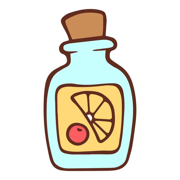 Icono de botella de limonada dulce, estilo dibujado a mano — Vector de stock