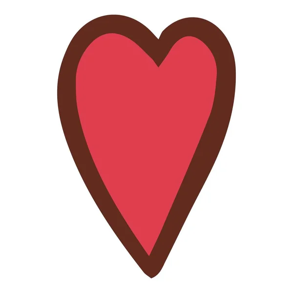 Röd hjärtsymbol, handritad stil — Stock vektor