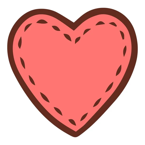 Röd sydd hjärta ikon, handritad stil — Stock vektor