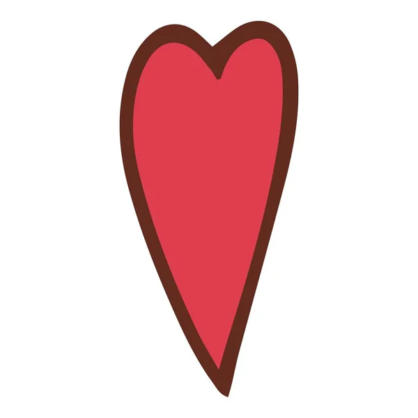 Röd dekoration hjärta ikon, handritad stil — Stock vektor
