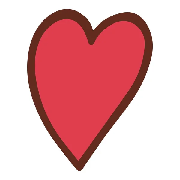 Valentine röd hjärta ikon, handritad stil — Stock vektor