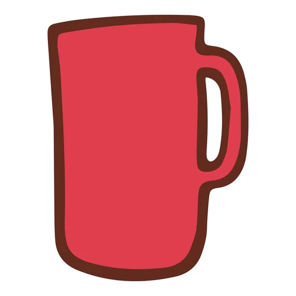 Color rojo taza de café icono, estilo dibujado a mano — Vector de stock