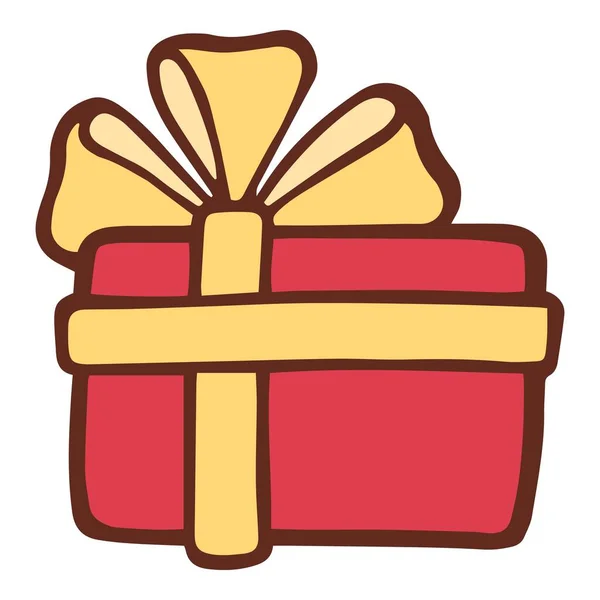 Ícone de caixa de presente grande feriado, estilo desenhado à mão — Vetor de Stock