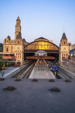 Sao Paulo, Sp, Brezilya, 27 Ağustos 2010. Cephe ve trenler ve yatılı amd varış platformları çeşitli Cptm satırlarının Büyükşehir regio hizmet Companhia Paulista de Trens Metropolitanos yolcularla hareketi görünümü