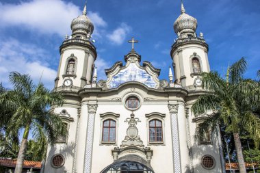Sao Paulo, Sp, Brezilya, 10 Şubat 2017. Our Lady Brezilya Nossa Senhora içinde bulunan kilisenin cephe yapmak Brasil Meydanı ile Colmbia street, içinde Batı Bölgesi Sao Paulo, Brezilya Caddesi'nin köşesinde Sp. 1940 yılında neo-Barok inşa edildi 