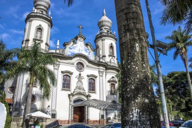Sao Paulo, Sp, Brezilya, 10 Şubat 2017. Our Lady Brezilya Nossa Senhora içinde bulunan kilisenin cephe yapmak Brasil Meydanı ile Colmbia street, içinde Batı Bölgesi Sao Paulo, Brezilya Caddesi'nin köşesinde Sp.