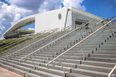 Sao Paulo, Sp, Brezilya, 23 Şubat 2017. Arena Corinthians Itaquerao bilinen Itaquera, Sport Club Corinthians Paulista yeni futbol Stadı ve stadyumun açılış 2014 Dünya Kupası, içinde Doğu Bölge Sao Paulo.