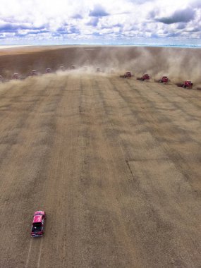 Kitle soya Campo Verde bir çiftlikte hasat
