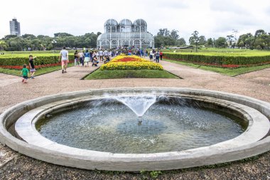 Curitiba, Pr, Brezilya, 30 Aralık 2017. Botanik Bahçesi Maria Garfunkel Richbieter, resmen cinsinden Curitiba Botanik Bahçesi turistler bir demir ve cam Konservatuarı Crystal Palace tarafından ilham ve 1991 yılında açıldı ben