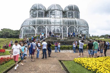 Curitiba, Pr, Brezilya, 30 Aralık 2017. Botanik Bahçesi Maria Garfunkel Richbieter, resmen cinsinden Curitiba Botanik Bahçesi turistler bir demir ve cam Konservatuarı Crystal Palace tarafından ilham ve 1991 yılında açıldı ben