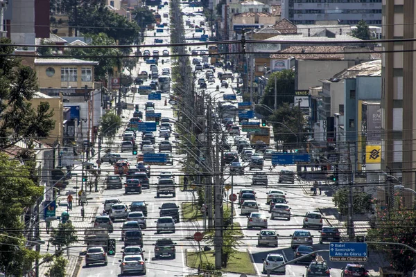Curitiba Brazil January 2018 Traffic Vehicles Visconde Guarapuava Avenue Central — Stock Photo, Image