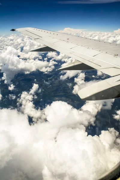 Vista Aérea Desde Ventana Avión Durante Vuelo — Foto de Stock