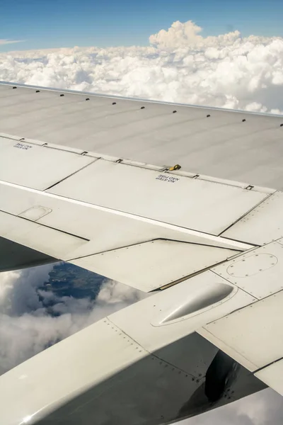 Vista Aérea Desde Ventana Avión Durante Vuelo — Foto de Stock