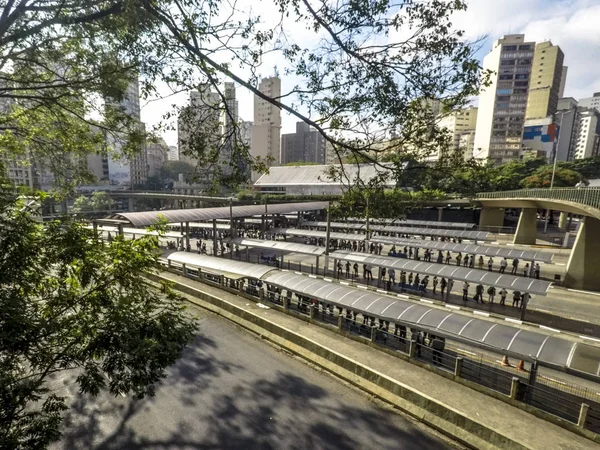 Sao Paulo Brazil February 2018 View People Waiting Urban Buses — Stock Photo, Image