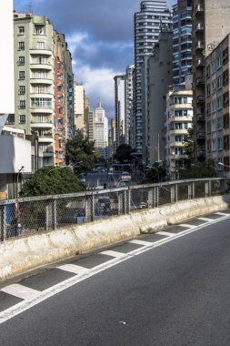 Sao Paulo, Brezilya, 25 Ocak 2018. Sao Joao Avebue ve Altino Arantes bina veya yükseltilmiş üzerinden Başkan Joao halk Minhocao, Sao Paulo merkezi olarak bilinen Goulart, üzerinden Farol Santander