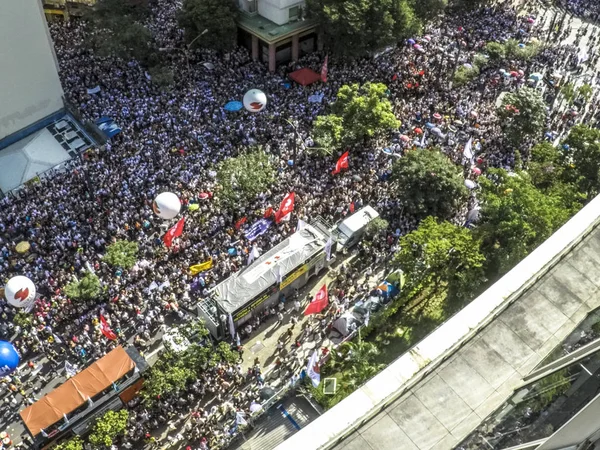 Σάο Πάολο Βραζιλία Μαρτίου 2018 Αεροφωτογραφία Της Διαδήλωσης Των Δημοτικών — Φωτογραφία Αρχείου