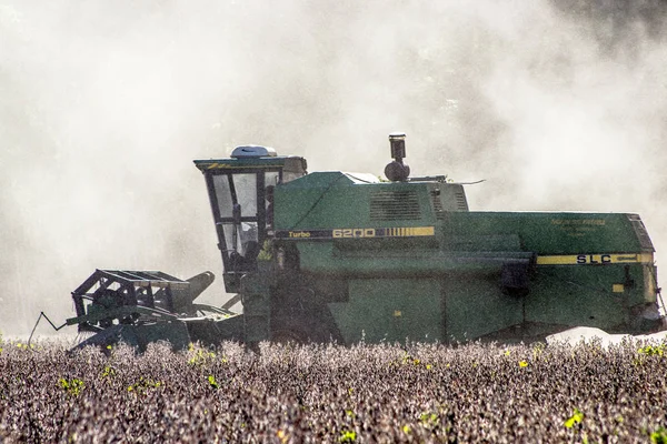 Londrina Parana Brazílie Února 2013 Mechanizované Sóji Sklizeň Farmě Londrina — Stock fotografie