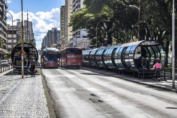 Curitiba Paraná Enero 2018 Vista Del Movimiento Pasajeros Estación Metro —  Fotos de Stock
