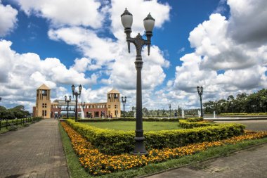Curitiba, Parana, Brezilya, 03 Ocak 2018: Çeşme ve bakış açısı Tangua Park'ta Curitiba, Parana devlet, Brezilya