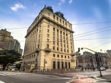 Sao Paulo, Brezilya, 08 Şubat 2018. Anhangabau Palace veya Matarazzo Binası, Belediye Binası Sao Paulo'daki beri 2004, Anhangabau Vadisi'nde bulunan çay viyadük yakınındaki.