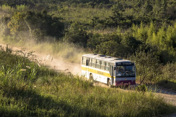 Sao Paulo Brazil February 2017 School Bus Dirt Road Parelheiros — Stock Photo, Image