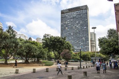 Sao Paulo, Sp, Brezilya, 10 Şubat 2017. Cephe Mirante do Vale veya W. Zarzur bina Anhangabau Vadisi, şehir Sao Paulo gördün. Bugün 51 kat ile şehrin en yüksek binası 's.