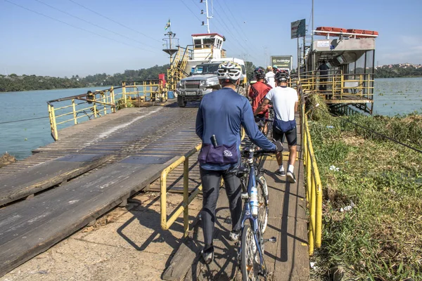 São Paulo Brasil Fevereiro 2017 Ferryboat Cruzando Barragem Billings Parelheiros — Fotografia de Stock