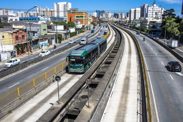 Sao Paulo Brazylia Luty 2017 Pojazd Tiradentes Express Bus Korytarza — Zdjęcie stockowe