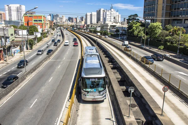 Sao Paulo Brasilien Februar 2017 Fahrzeug Tiradentes Express Bus Corridor — Stockfoto