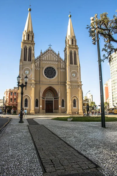 Curitiba Brazília Január 2018 Homlokzat Katedrális Bazilika Curitiba Városának Curitiba — Stock Fotó