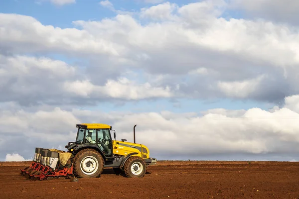 Herculandia Sao Paulo Brazílie Září 2019 Mechanizovaná Výsadba Arašídů Farmě — Stock fotografie