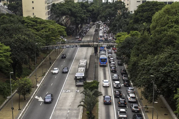 Сан Паулу Бразилия Октября 2016 Года Движение Nove Julho Avenue — стоковое фото