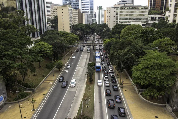 San Paolo Brasile Ottobre 2016 Traffico Viale Nove Julho Nel — Foto Stock