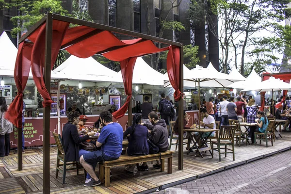 Sao Paulo Brazylia Grudnia 2016 Targi Gastronomiczne Paulista Avenue Centralny — Zdjęcie stockowe