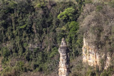 Kaya oluşumu, Brezilya 'nın Sao Paulo eyaletindeki Ocaucu belediyesinde Taş Kulesi veya Tanrı' nın Parmağı olarak bilinen kumtaşından oluşur.