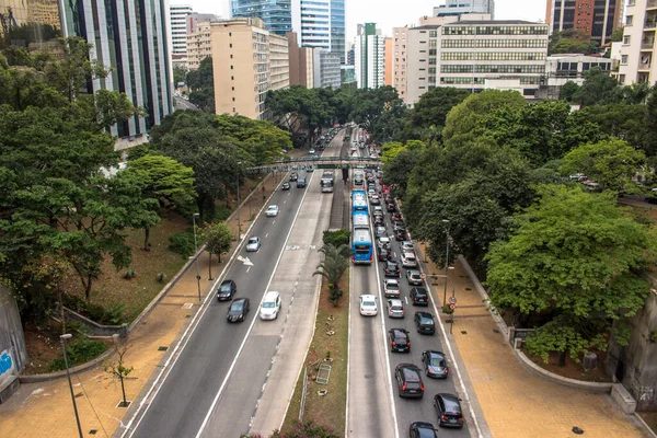San Paolo Brasile Ottobre 2016 Traffico Viale Nove Julho Nel — Foto Stock
