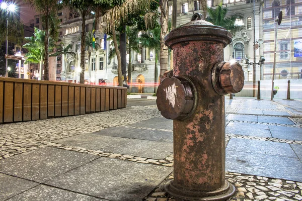 Viejo Hydrant Calle Centro Ciudad Sao Paulo Por Noche — Foto de Stock