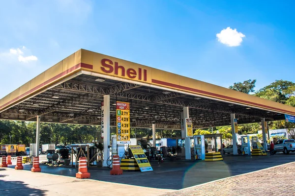 Sao Paulo Brazília 2018 Május Kilátás Shell Gáz Állomás Árak — Stock Fotó