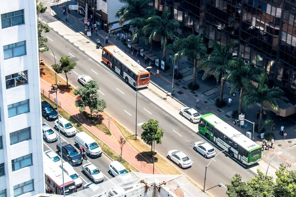 Sao Paulo Brazil December 2018 Aerial View Traffic Brigadeiro Faria — Stock Photo, Image