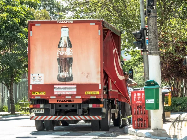 Sao Paulo Brazylia Grudnia 2018 Samochód Dostawczy Firmy Coca Cola — Zdjęcie stockowe