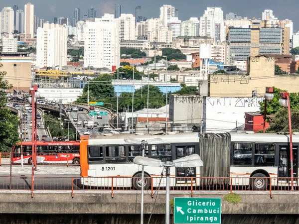 Сан Паулу Бразилія Січня 2019 Року Автобус Зупинився Мосту Трафіку — стокове фото