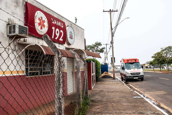 Marilia, Sao Paulo, Brazil, september 20, 2019. Ambulance parked