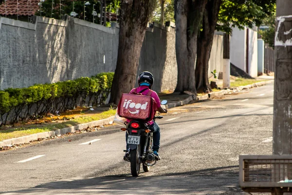 Marilia Sao Paulo Brasil Octubre 2019 Worker Ifood Motorcycle Deliver — Foto de Stock