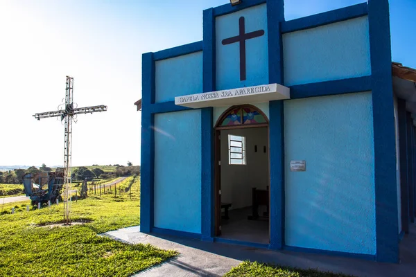 Fachada Pequena Capela Dedicada Nossa Senhora Aparecida Município Garca Estado — Fotografia de Stock